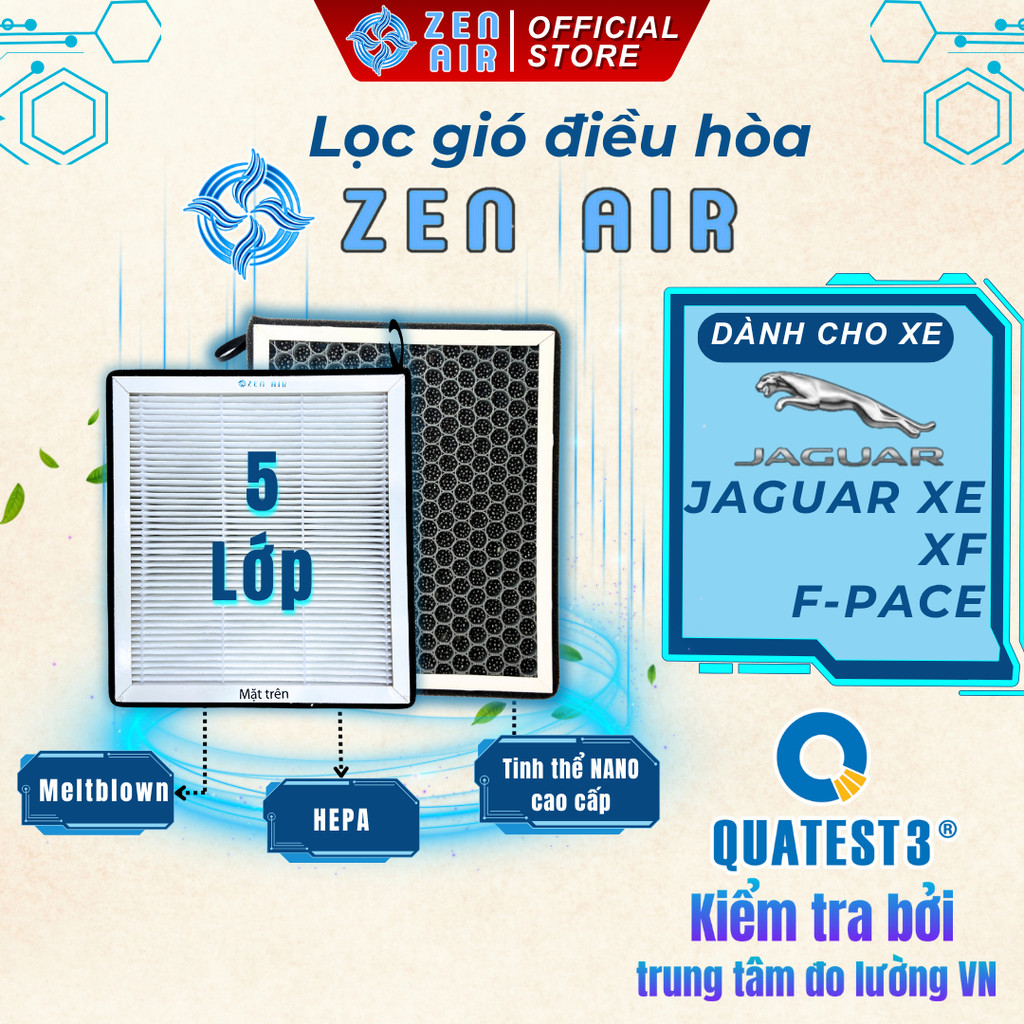 Lọc gió điều hòa Jaguar XF, XE, lọc bụi mịn, khử độc, mùi thơm - ZEN AIR