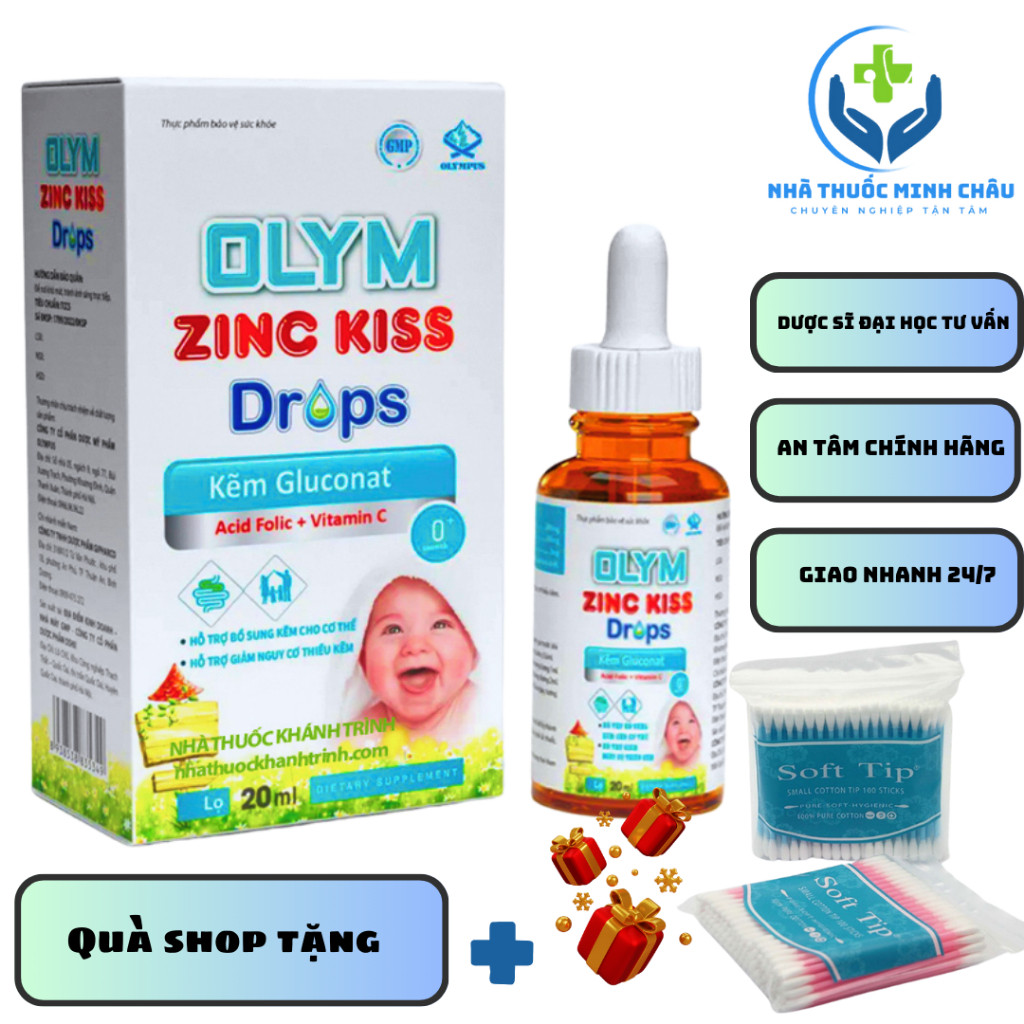 [CHÍNH HÃNG] OLYM ZINC KISS Drops bổ sung kẽm hữu cơ, Folic cho trẻ, Giúp trẻ ăn ngon, ngủ tốt