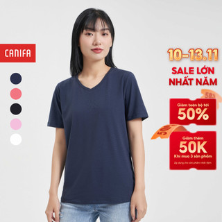  Áo phông nữ CANIFA áo thun basic cộc tay chất liệu cotton pha 6TS24A004 