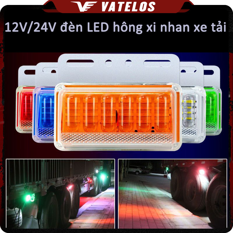 Đèn sườn xe tải 6LED 12V 24V đèn LED hông xi nhan xe tải với 3 chế độ soi lốp, xi nhan, hành trình