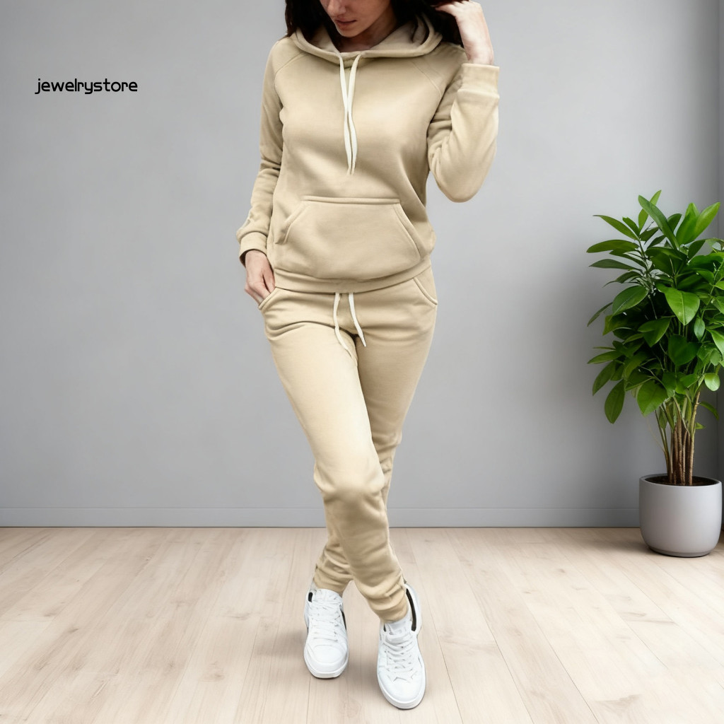 Bộ đồ thể thao hai mảnh bằng Polyester JET dành cho nữ, gồm áo hoodie và quần chạy bộ