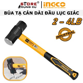 Búa tạ 2 đầu cán dài INGCO 2-4LB, Thép Cr-V búa tạ cán nhựa cầm tay đập bê tông, phá đá HSLH8802 HSLH8803 HSLH8804