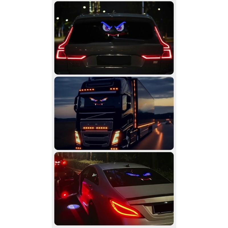 Mon Devil Eyes Light cho ô tô Xe tải Kính chắn gió Năng động Đèn mắt lớn Màn hình LED linh hoạt Màn 