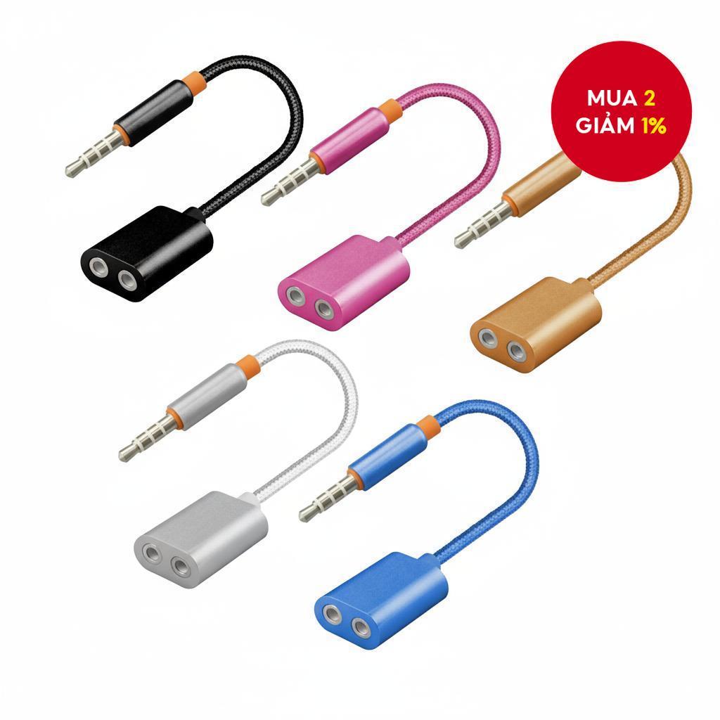 Cáp nối dài Jack 3.5mm với Dual Aux Output 2 trong 1 Bộ chia tai nghe Dây âm thanh