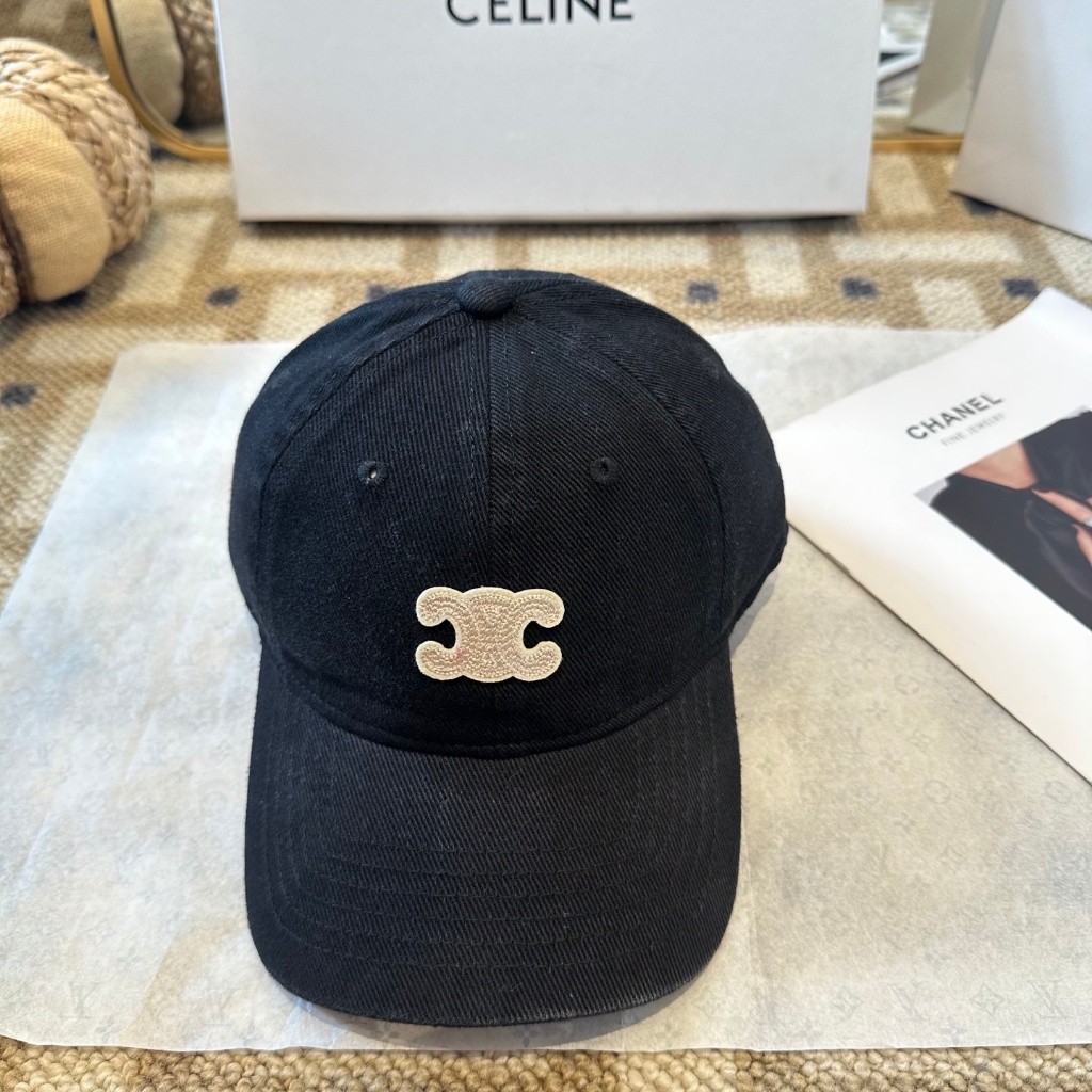 Mũ Bóng Chày Celine Cotton Nguyên Chất Thêu Logo Unisex