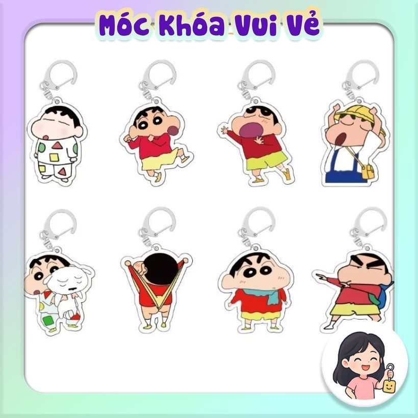 Móc Khoá anime crayon shin-chan keychain phụ kiện trang trí acrylic móc chìa khóa