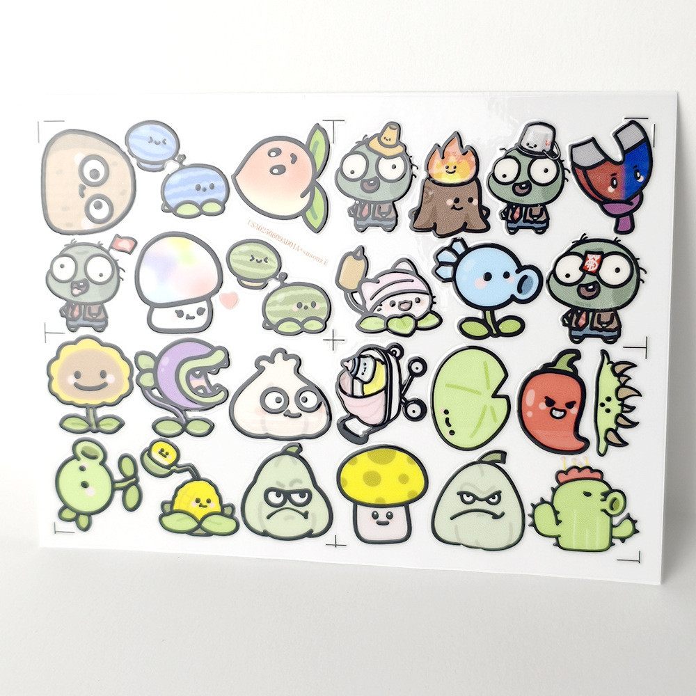 Thực vật vs. Zombies Mầm Non Edition 3D Chống Thấm Nước DTF UV Chuyển Decal