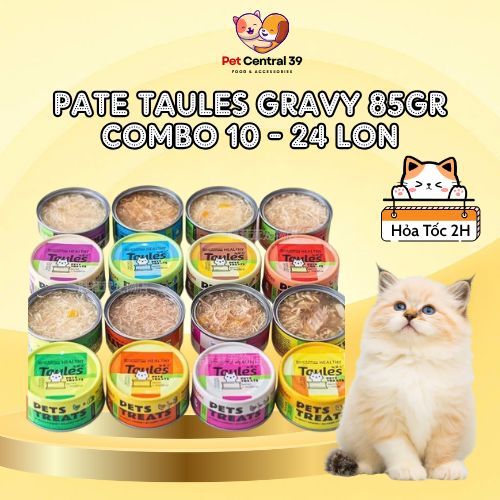 (Combo 10-24 lon ) Pate Taules - Thức Ăn Taules Cho Mèo Mọi Lứa Tuổi, Dinh Dưỡng Mượt Lông Lon 85g -