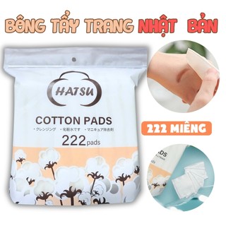  Bông Tẩy Trang 222 Miếng Hatsu Bông Tẩy Trang 3 Lớp Natural Cotton Pad Chất Liệu Bông Tự Nhiên Không Gây Rát Da 