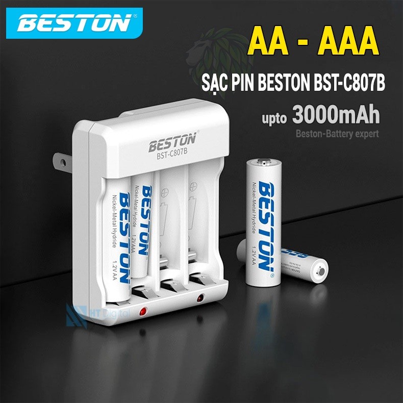 Bộ Pin Sạc AA AAA Beston C807B Dùng Cho Micro Karaoke, Loa, Đồng Hồ, Chuột, Remote