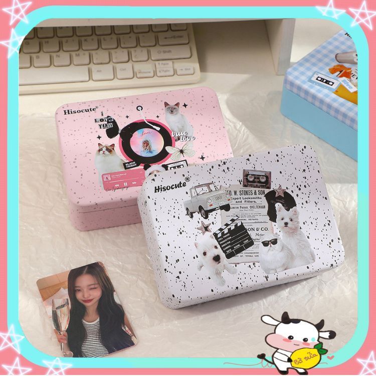Hộp Thiếc Hoạt Hình Cute Đựng Card/Sleeves/Toploader Đồ Mini Tiện Lợi Bò Sữa DDT50