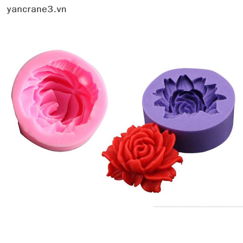 {YAN} 3D Hoa Hồng Hoa Fondant Bánh Sô Cô La Sugarcraft Khuôn Cắt Dụng Cụ Silicon DIY {ya}