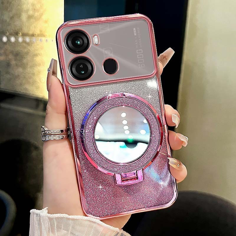 Ốp điện thoại ITEL P40 ITEL P662L Gương chống sốc Giá đỡ hút từ tính Vỏ điện thoại trong suốt