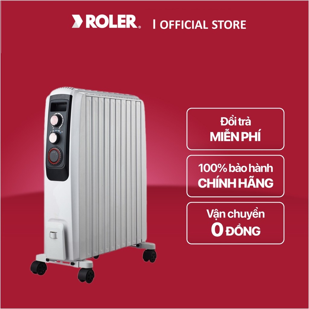 Máy sưởi dầu Roler RH-2118 - 10 thanh, công suất 2.5kW, an toàn với tính năng tự ngắt khi nghiêng