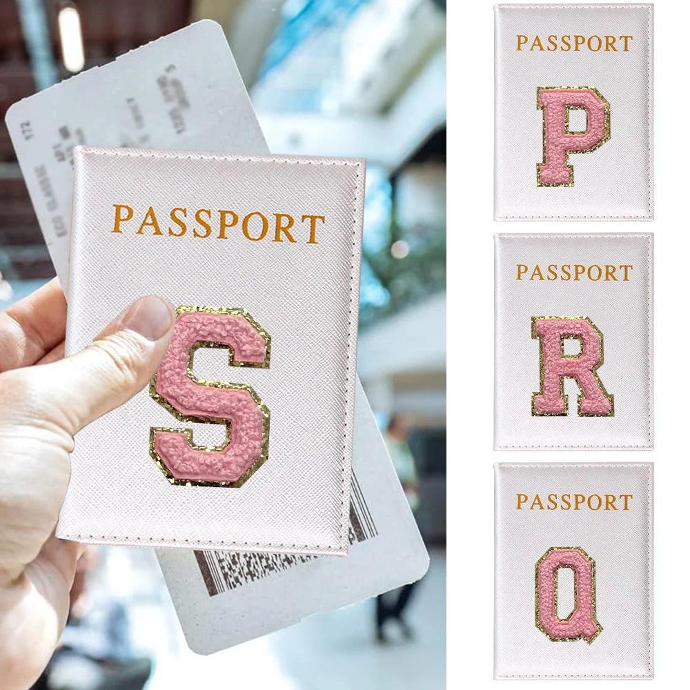Passport Covers PU Leather Card Case Cover Pink Letter Series Passport Cover World Thin Slim Travel 