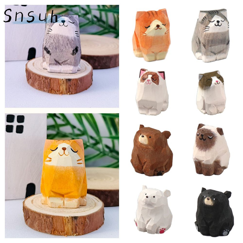 SNSUH Gỗ Gấu Tượng, Khắc Bằng Gỗ Tượng Mèo, Nghệ Thuật Thủ Công Hoạt Hình Động Vật Điêu Khắc Máy Tín