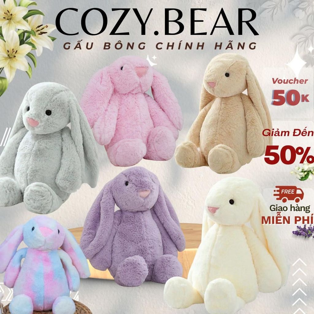 Gấu Bông Jellycat thỏ 40cm，GẤU BÔNG JELLYCAT, thỏ sang trọng,thỏ tai dài gấu bông jellycat