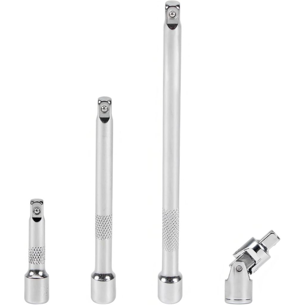 Bộ thanh nối dài ổ đĩa 1 / 4 inch, Bộ mở rộng ổ cắm bao gồm 2, 4 và 6 inch và ổ cắm chung đa năng ổ đĩa 1 / 4 inch, Bộ 4 mảnh