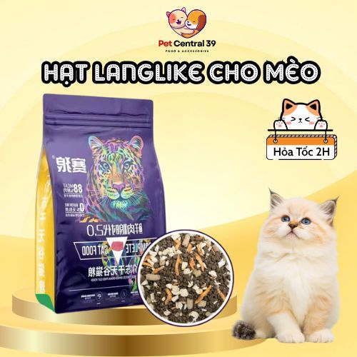 (Hỏa Tốc) Thức ăn hạt khô LANGLIKE cho mèo 100% thịt thật,đa dạng Topping, 40% đạm - Pet Central 39