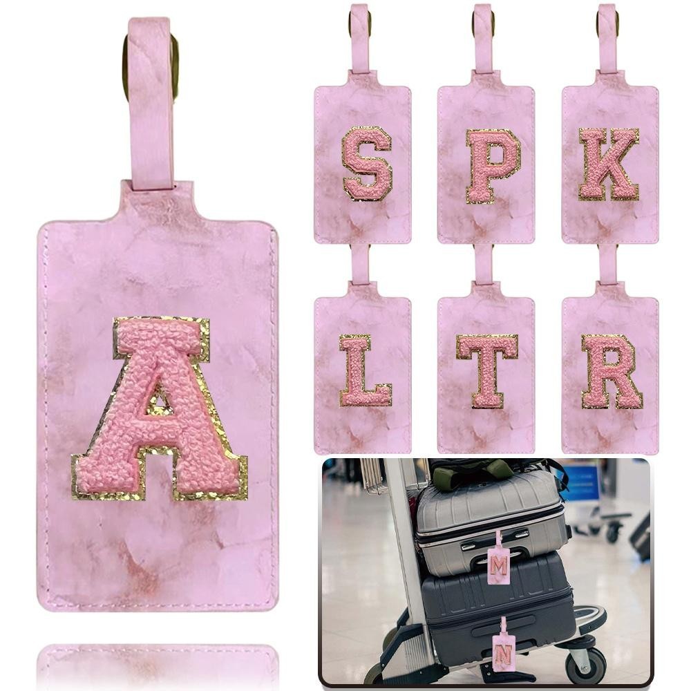 Pink Luggage tag information checked luggage anti-loss luggage box identification plate PInk embroid
