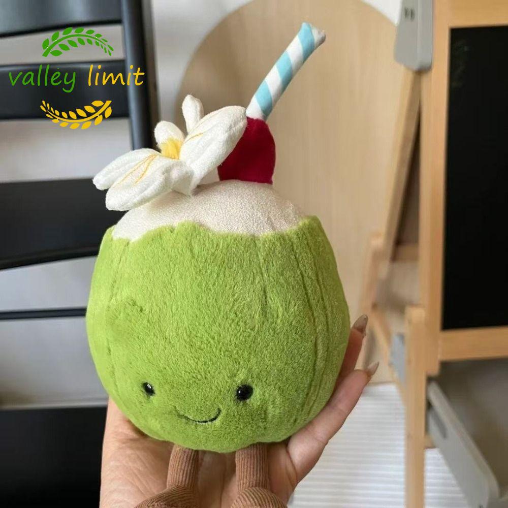 Mặt dây chuyền VALLEY LIMIT Jellycat, Móc khóa trái cây Dừa sang trọng Móc khóa, Hoạt hình vui nhộn 