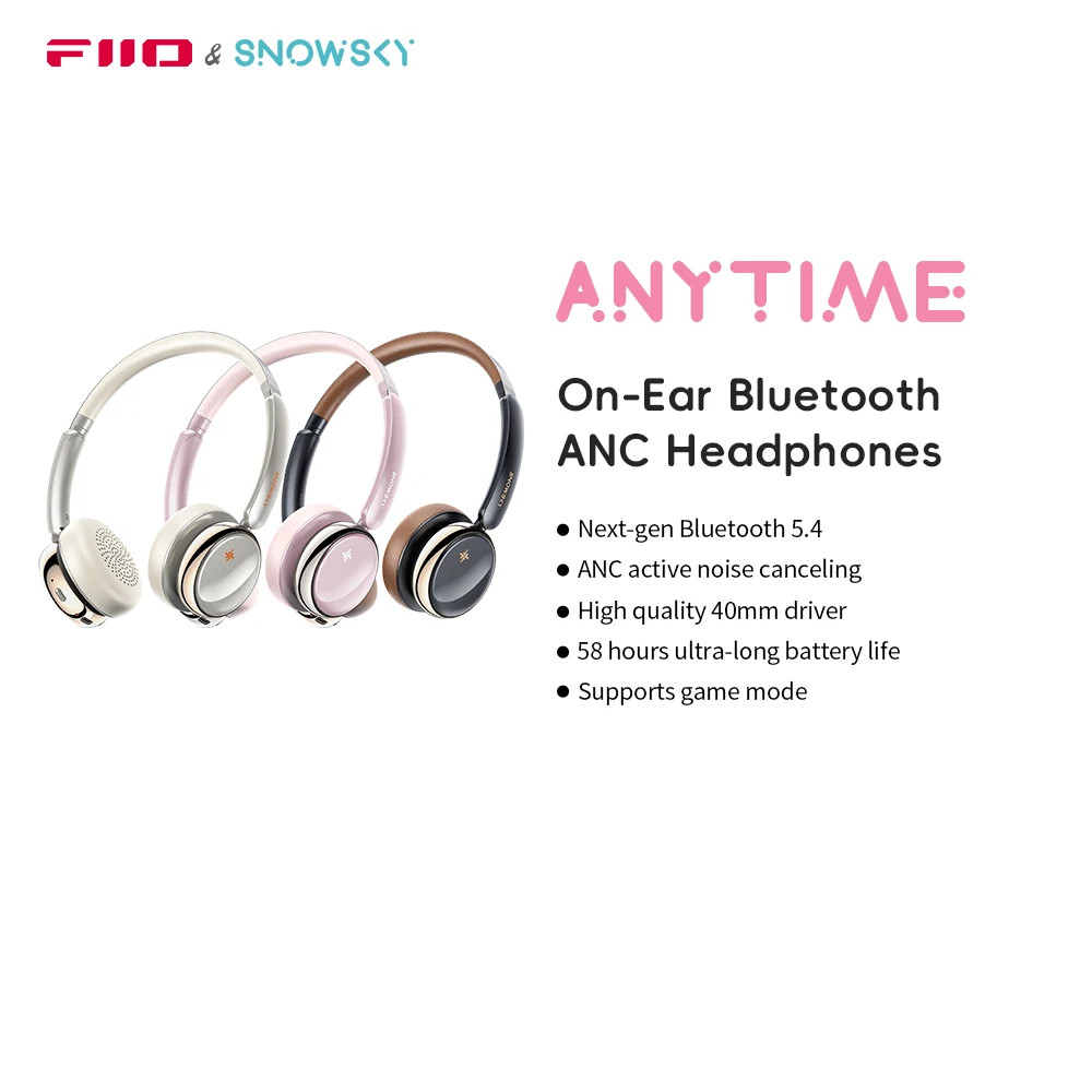 Tai nghe không dây FiiO ANYTIME Bluetooth 5.4 Tai nghe Bluetooth chống ồn Hi-Res Tai nghe qua tai có