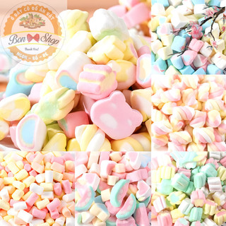  1KG Kẹo Bông Gòn Marshmallow Mềm Mịn Nhiều Hình – Trái Tim Cầu Vồng Cuộn Xoắn Màu Pastel Đẹp Mắt Trang Trí Bánh Kem 