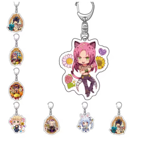 Móc khóa acrylic anime JoJo’s Bizarre Adventure – mặt dây hoạt hình, treo túi xách, phụ kiện kỳ nghỉ