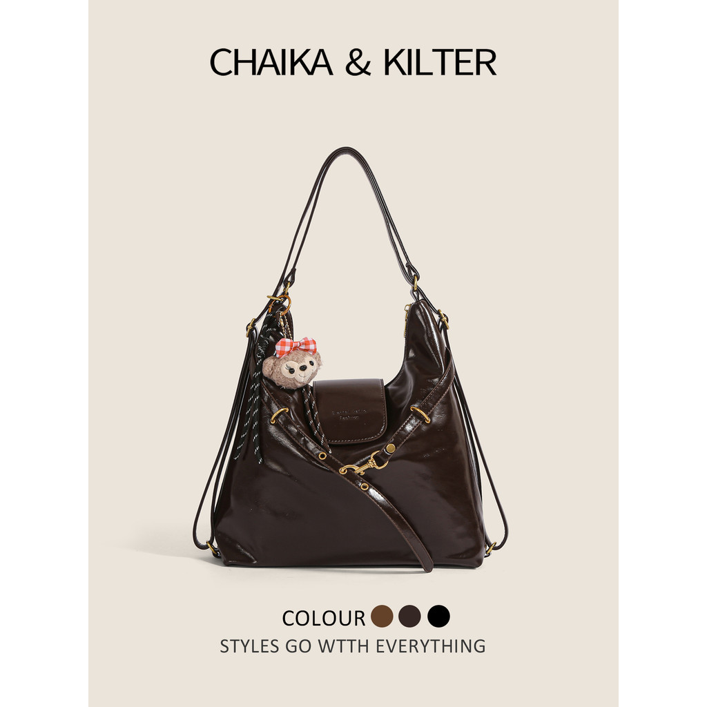 đồ handmade hapas Túi tote dung tích lớn CHAIKAKILTER túi đi làm nữ ba lô cổ điển mẫu mới mùa thu 20