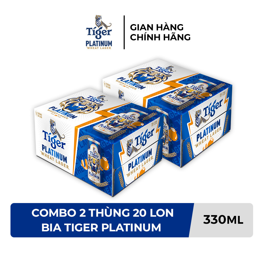 Combo 2 Thùng 20 lon bia lúa mì Tiger Platinum Wheat Lager 330ml/lon