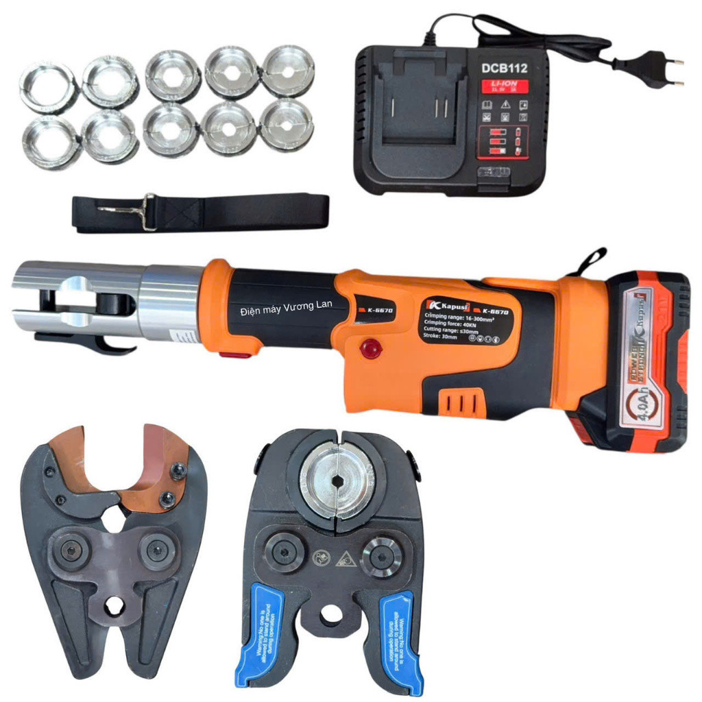 Kìm, Kềm cắt cáp và ép cos thủy lực dùng pin Kapusi, Máy bấm cos và cắt cáp điện thửa lực chạy pin