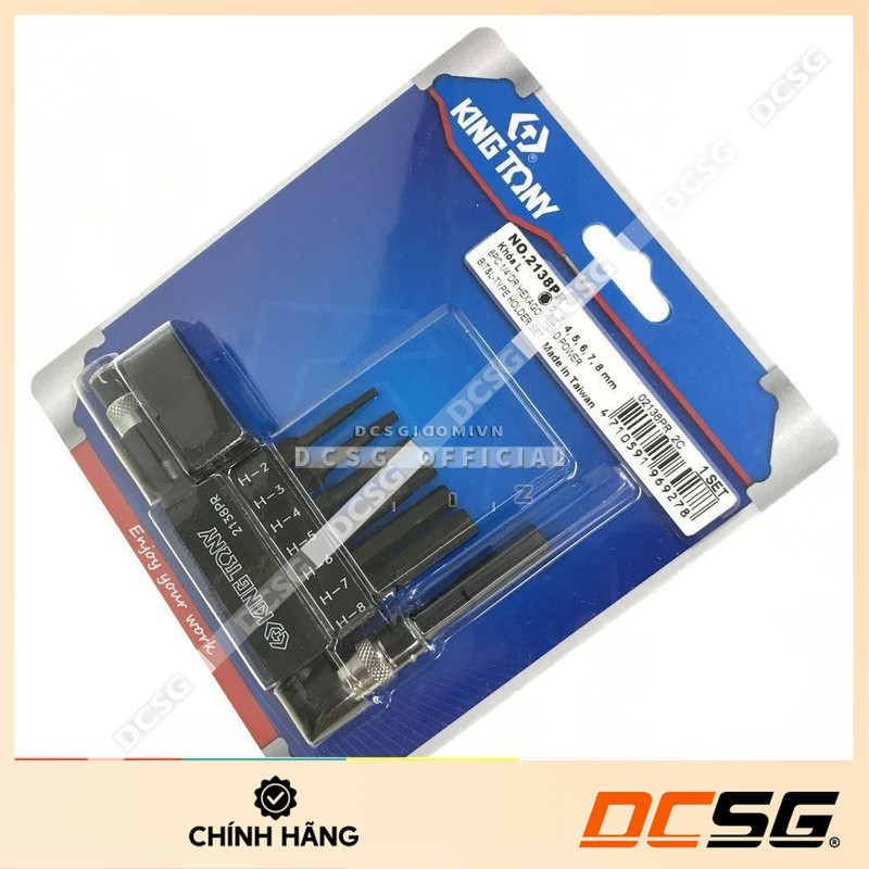 Bộ mũi vít lục giác 2.0-8.0mm và tay vặn, khóa L Kingtony 2138PR (7 chi tiết/bộ) | DCSG