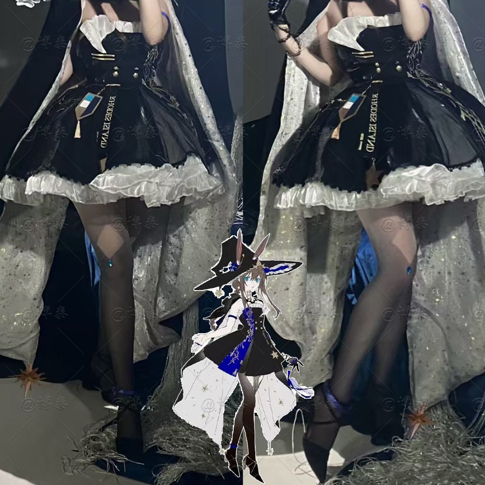 Vớ tất anime FX Arknights AMiya, vớ đen in họa tiết, phù hợp cho cosplay