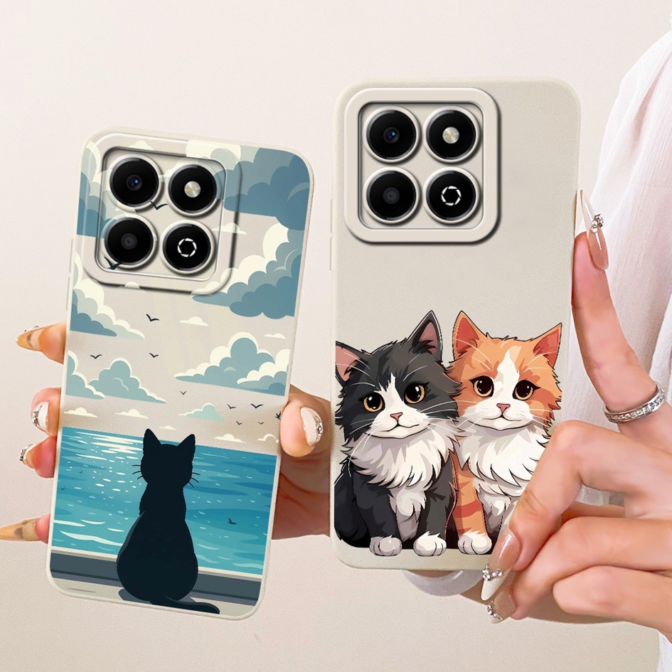 Dành Cho Honor X6a Ốp Lưng WDY-LX1 WDY-LX2 Mới Sáng Tạo Mèo Hoạt Hình Silicon Chống Sốc Dành Cho Hon