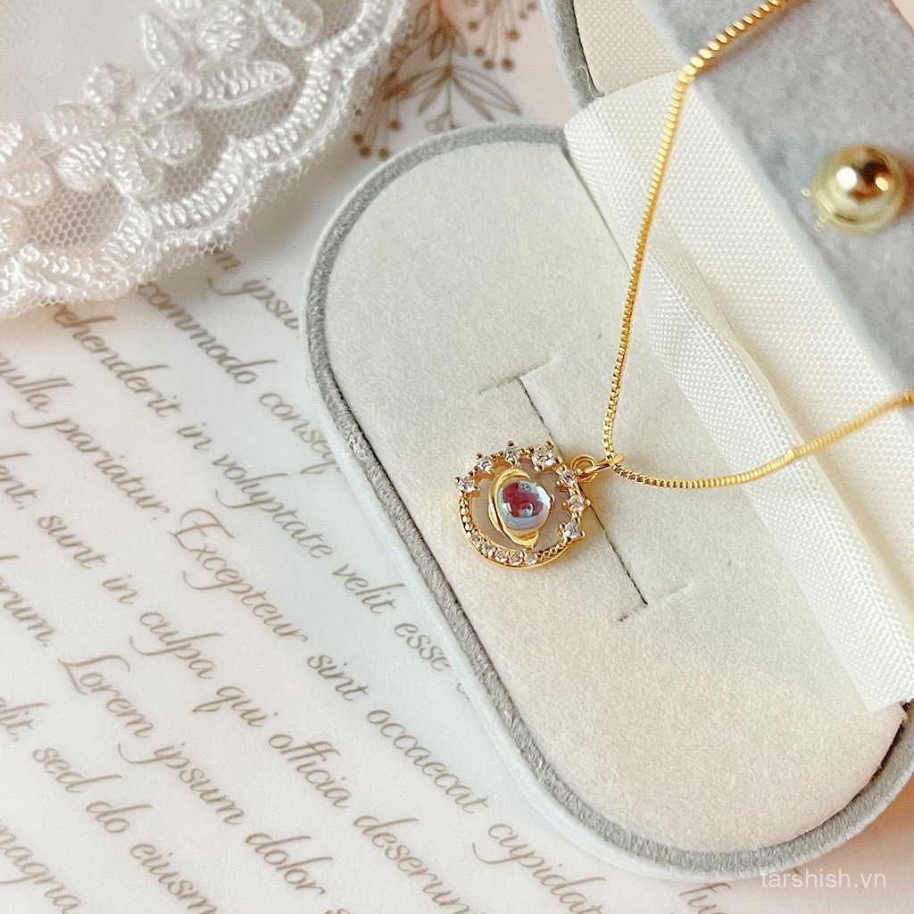 Vòng cổ cổ tích Mercury Zircon mạ vàng 14K