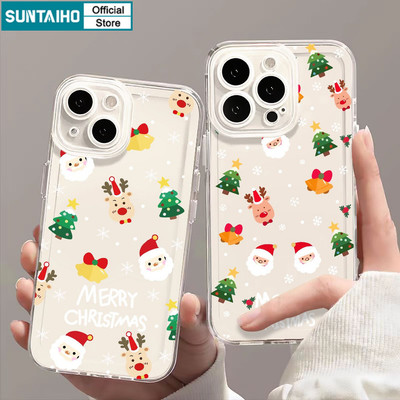 Ốp Điện Thoại Suntaiho Họa Tiết Giáng Sinh Dễ Thương Trong Suốt Mềm Cao Cấp Chống Sốc Cho iPhone 11 12 13 14 15 16 17 Pro Max IP 7 8 Plus Iphon X XS XR Xs Max