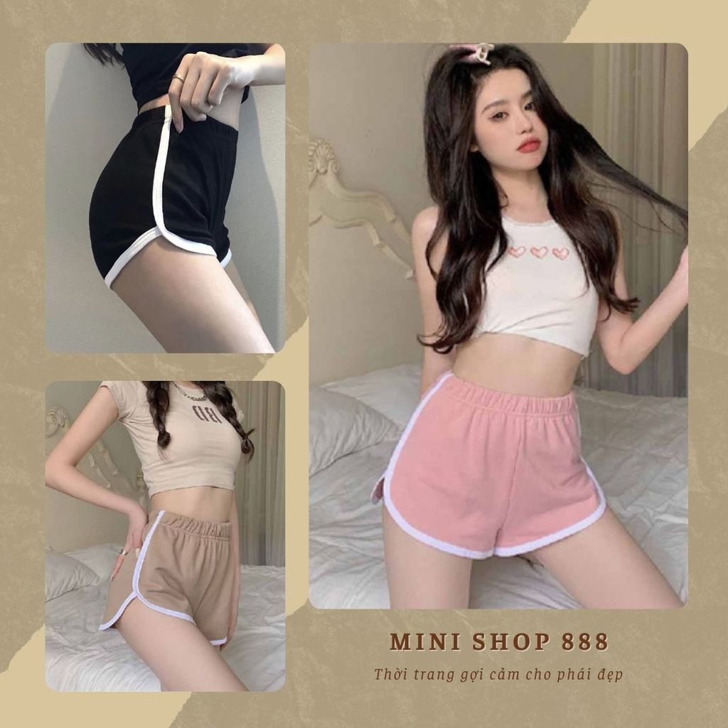 Mini shop 888 Quần Thun Đùi Viền Trắng, Nhiều Màu - Thể Thao Ngoài Trời DNK