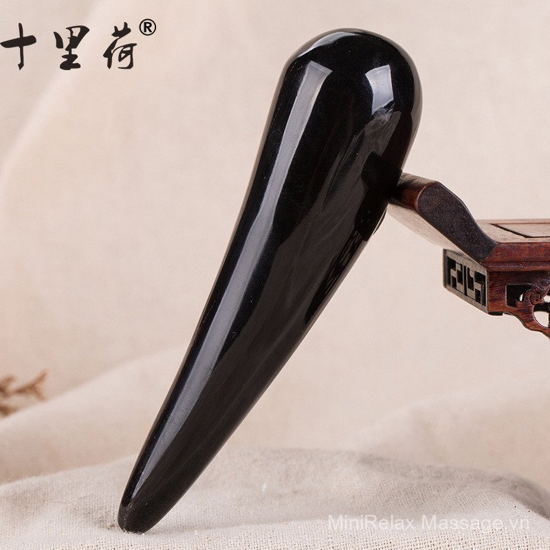 Boutique Natural Buffalo Horn Sharp Massage Stick Châm Cứu Chân Cạo Gậy AMB-BQB001