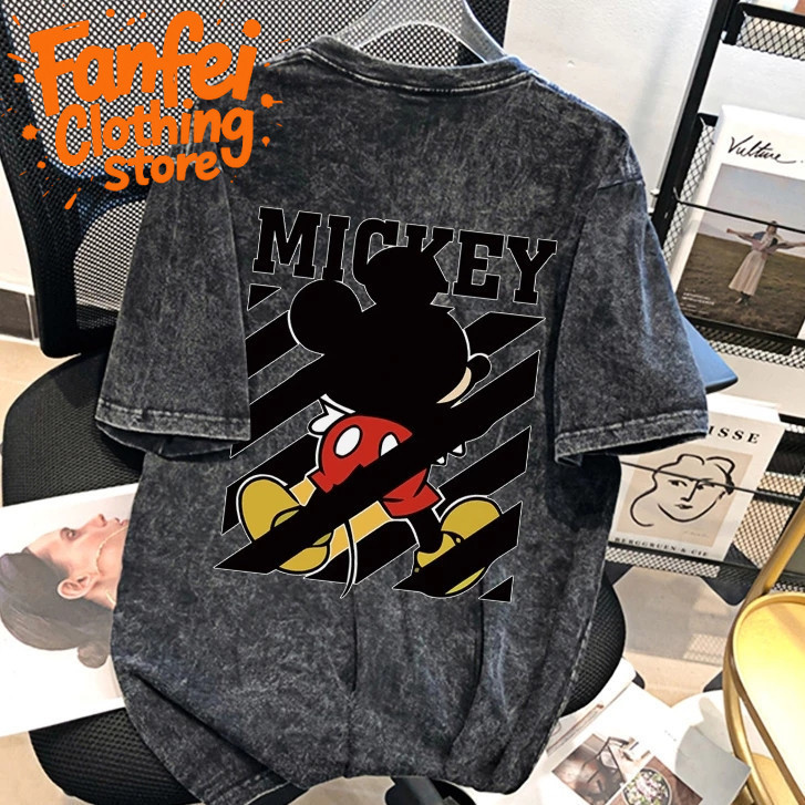 COD Áo Phông Tay Ngắn Mickey Vintage Faded, Phong Cách Streetwear, Size Oversize - Fanfei Clothing S