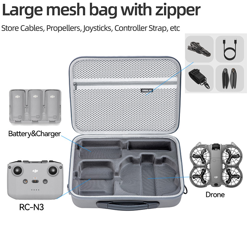 Hộp đựng đồ cho DJI Neo2 Fly More Combo, Túi đeo vai cứng di động du lịch cho DJI NEO 2 Drone, Pin, 