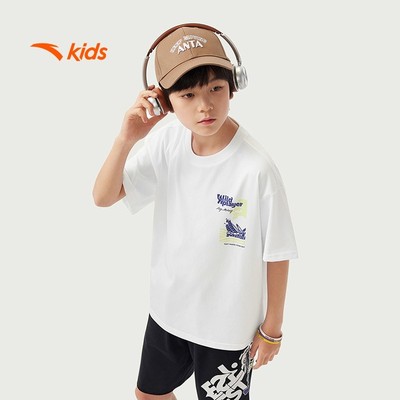 Áo phông ngắn tay thời trang thể thao bé trai size 130-170 Anta Kids Wildplayer 3525B8133