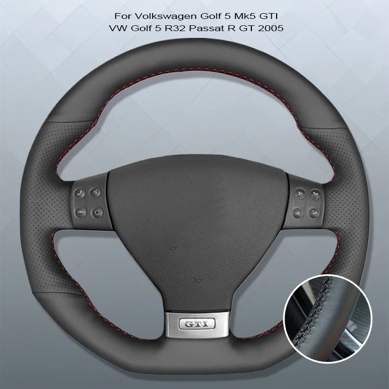 Vỏ bọc vô lăng ô tô bằng da Microfibre màu đen cho Volkswagen Golf 5 Mk5 GTI VW Golf 5 R32 Passat R 
