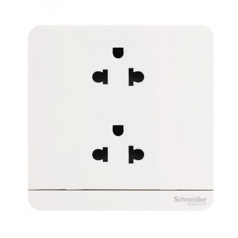 (Freeship) (SE) Bộ ổ cắm đôi 3 chấu vuông 16A dòng AvatarON - Schneider Electric - E83426UES2_WE_G19