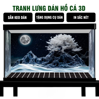 (BC19) Tranh 3D dán hồ cá, Decal dán hồ cá siêu nét sen, Kích thước theo yêu cầu HOCA-002