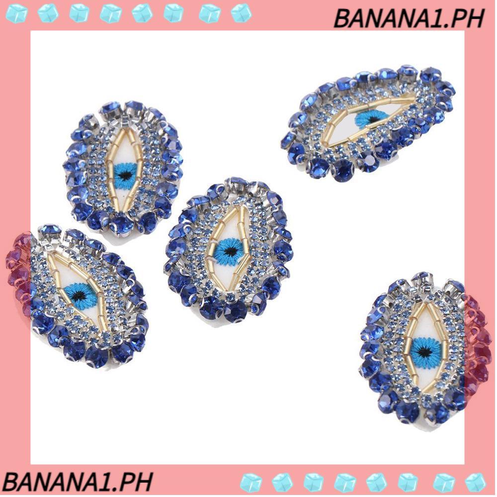 BANANA Blue Bling Crystal Thạch Anh, 3.8 * 5.9cm Gói 5 Miếng Dán Mắt Ác Ai Cập, Miếng Dán Pha Lê Bli