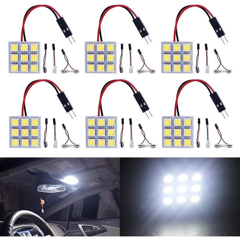 YM E-Bright 6 Gói Trắng Mát 5050 9SMD Led Bảng Điều Khiển Mái Vòm Đèn Ô Tô Tự Động Đọc Sách Đèn Nội 