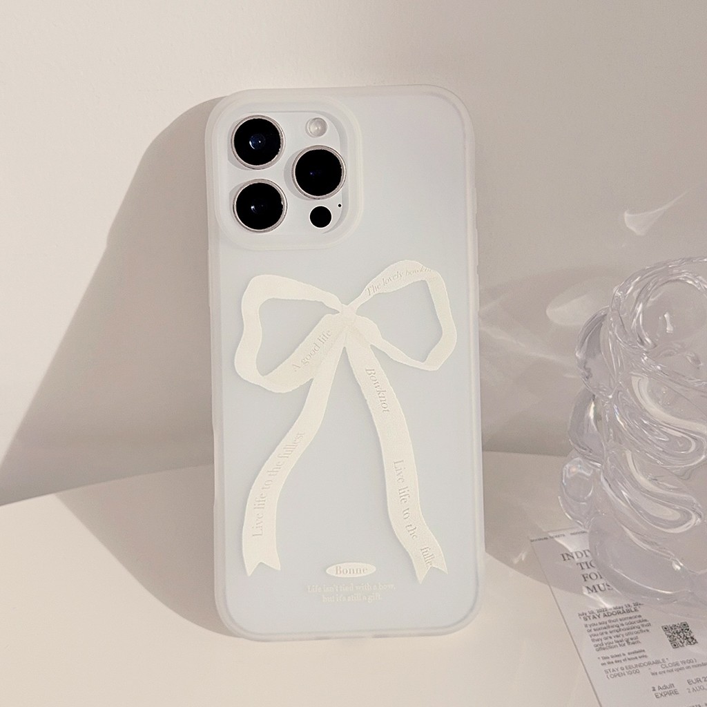 Nơ Trắng Cho iPhone Ốp Lưng 17 Pro Max 17 Pro 17 16 16 Pro Max 16 Pro 16 15 Pro Max 15 Pro 15 14 Pro