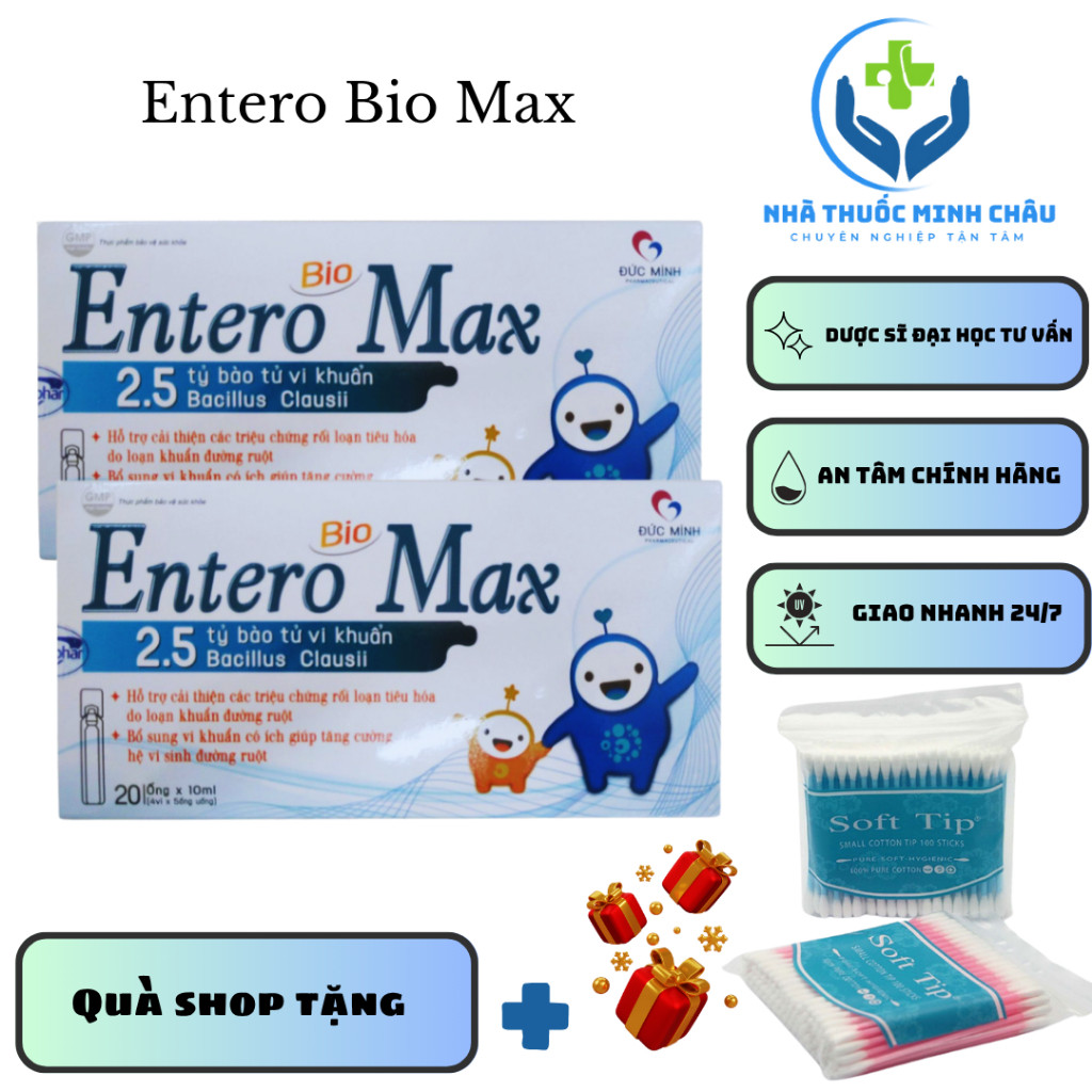 [CHÍNH HÃNG] MEN VI SINH Entero Bio Max  bổ sung lợi khuẩn đường ruột hộp 20 ống