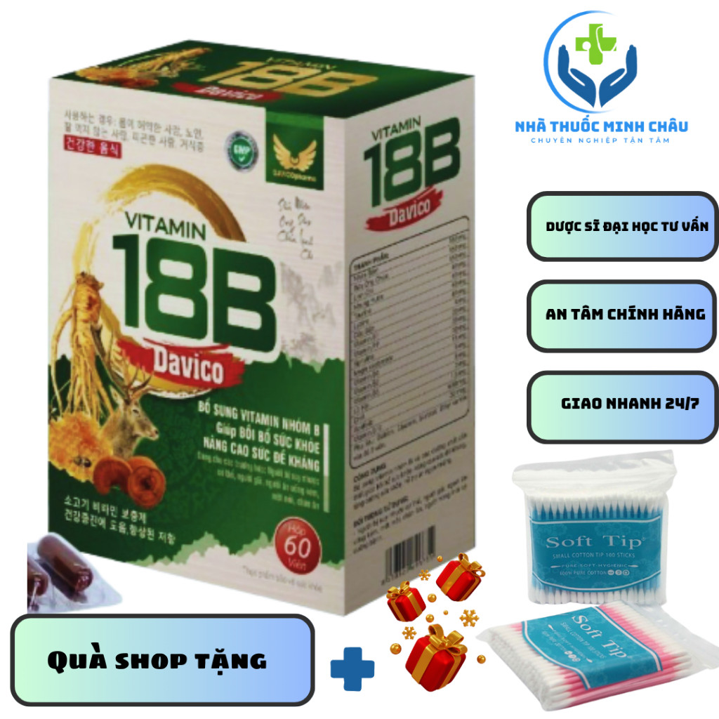 [CHÍNH HÃNG] Viên ăn ngon Vitamin 18B Davico, hỗ trợ nâng cao sức đề kháng, tăng cường sức khỏe