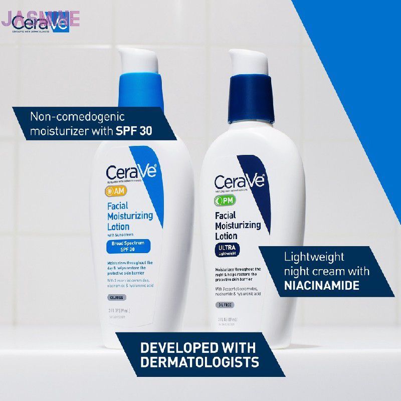 Sữa Dưỡng Ẩm Da Mặt Jasmine CeraVe AM PM 89ml AM Sữa Dưỡng Ẩm Da Mặt Kem Chống Nắng SPF 30 / CeraVe 